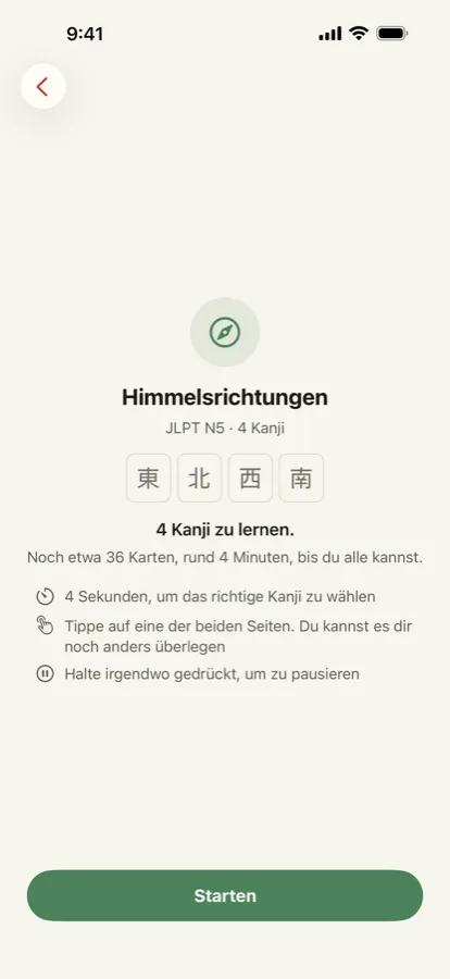 Stufe wählen, dann eine kleine Gruppe