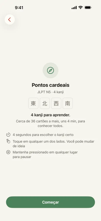Escolha um nível e depois um grupo pequeno