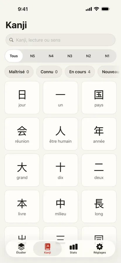 Tous les kanji